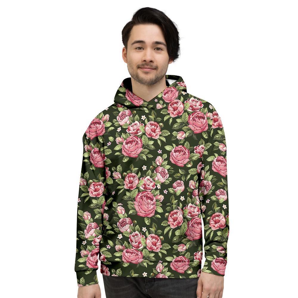 Vintage Pink Rose Floral Print Men's Hoodie-grizzshop
