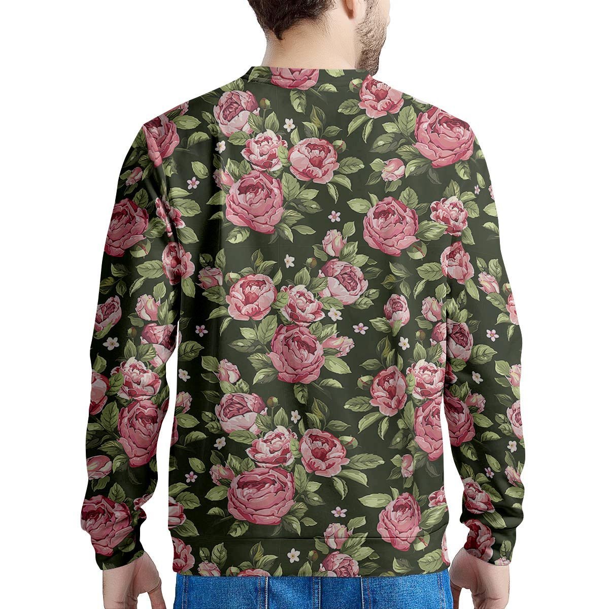 Vintage Pink Rose Floral Print Men's Sweatshirt-grizzshop