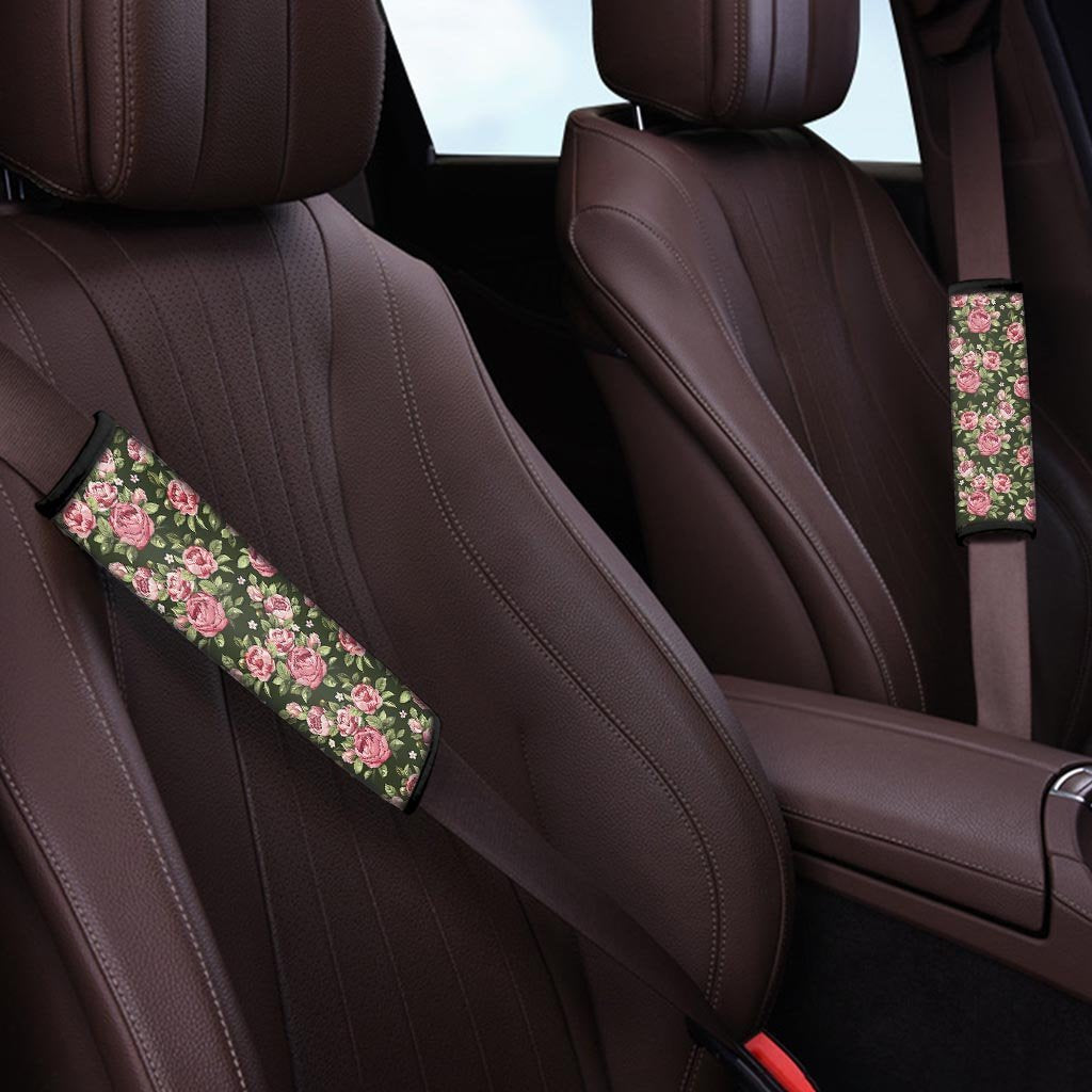 Vintage Pink Rose Floral Print Seat Belt Cover-grizzshop