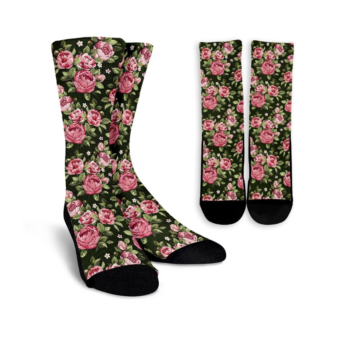 Vintage Pink Rose Floral Print Unisex Socks-grizzshop