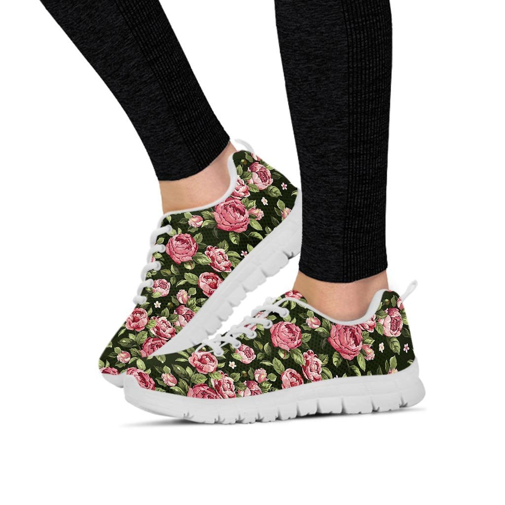 Vintage Pink Rose Floral Print Women's Sneakers-grizzshop