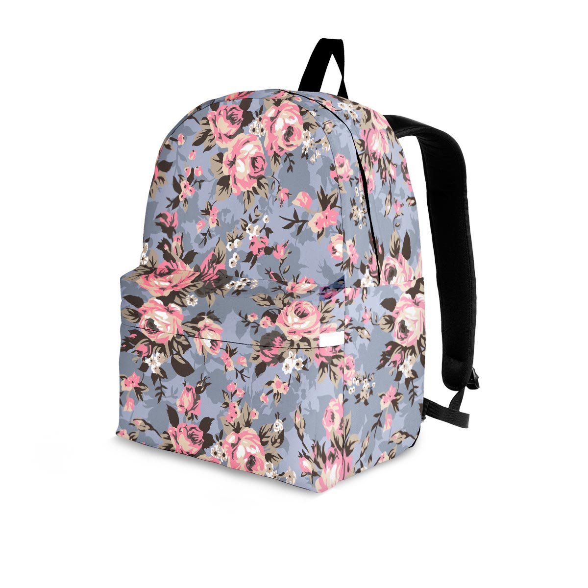 Vintage Pink Rose Flower Print Backpack-grizzshop