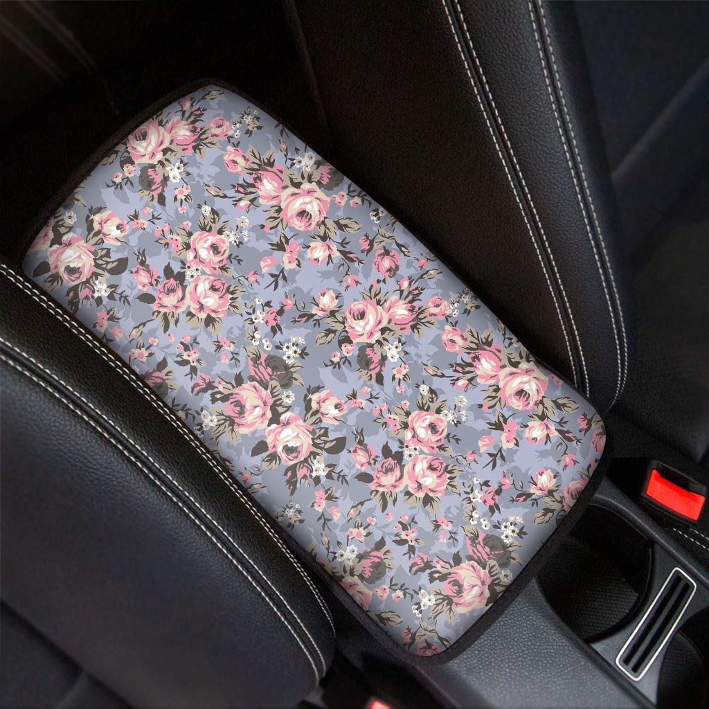 Vintage Pink Rose Flower Print Car Console Cover-grizzshop
