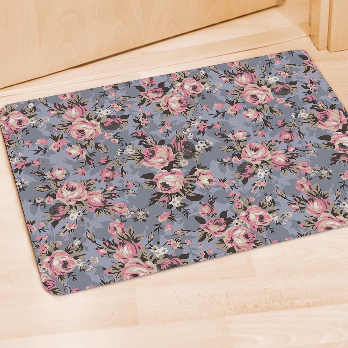 Vintage Pink Rose Flower Print Door Mat-grizzshop