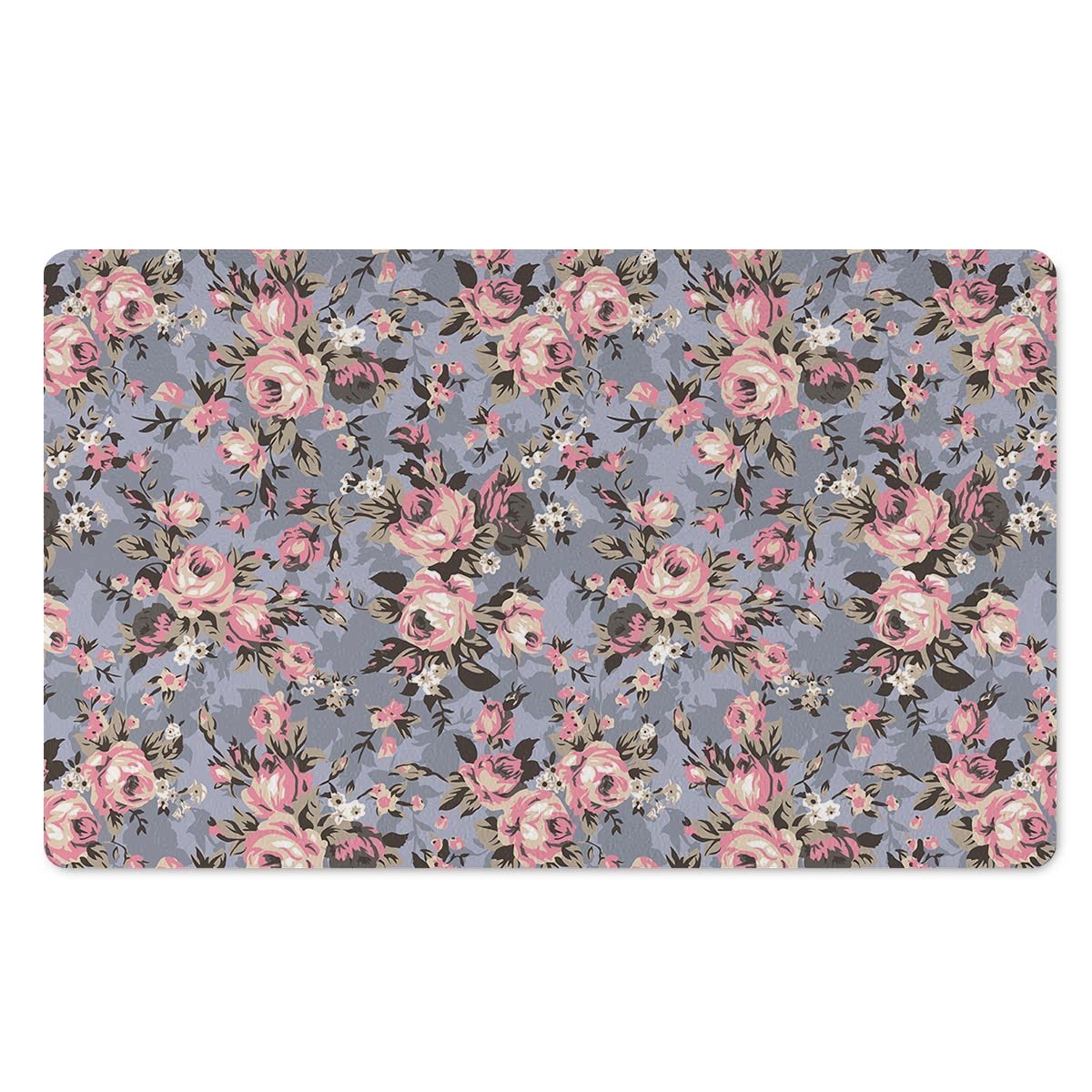 Vintage Pink Rose Flower Print Door Mat-grizzshop