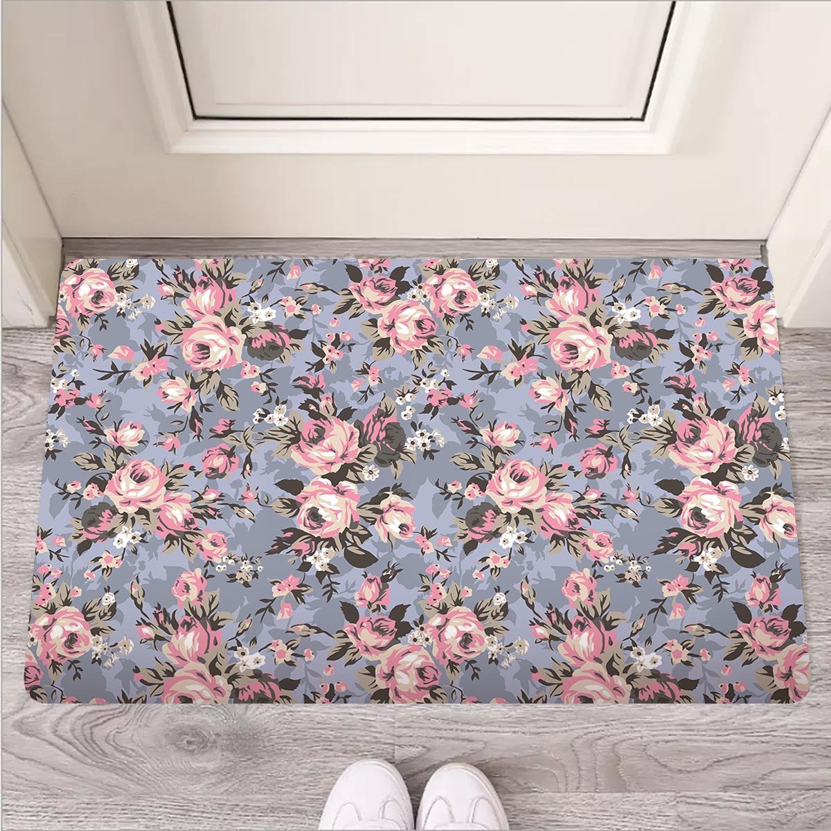 Vintage Pink Rose Flower Print Door Mat-grizzshop