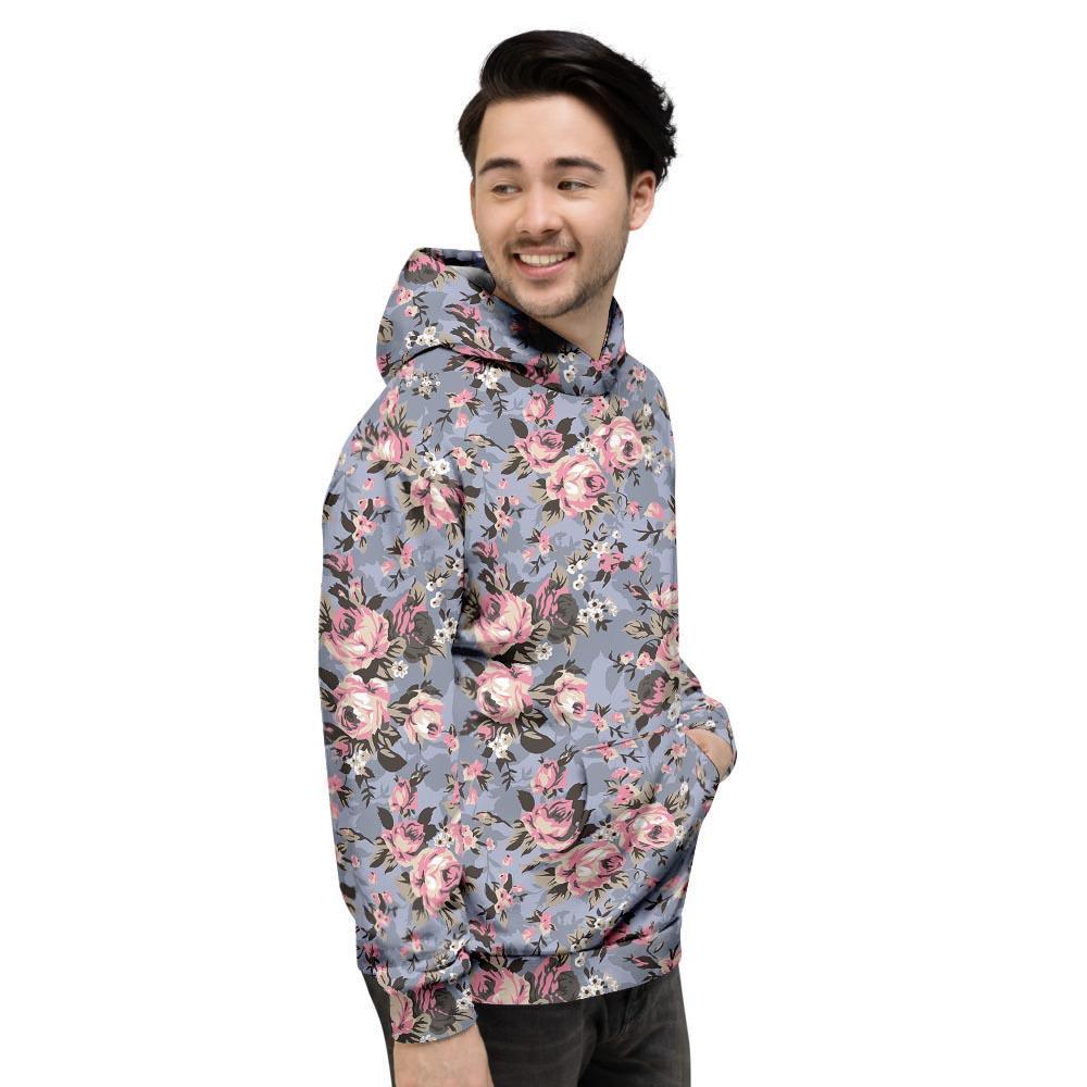 Vintage Pink Rose Flower Print Men's Hoodie-grizzshop