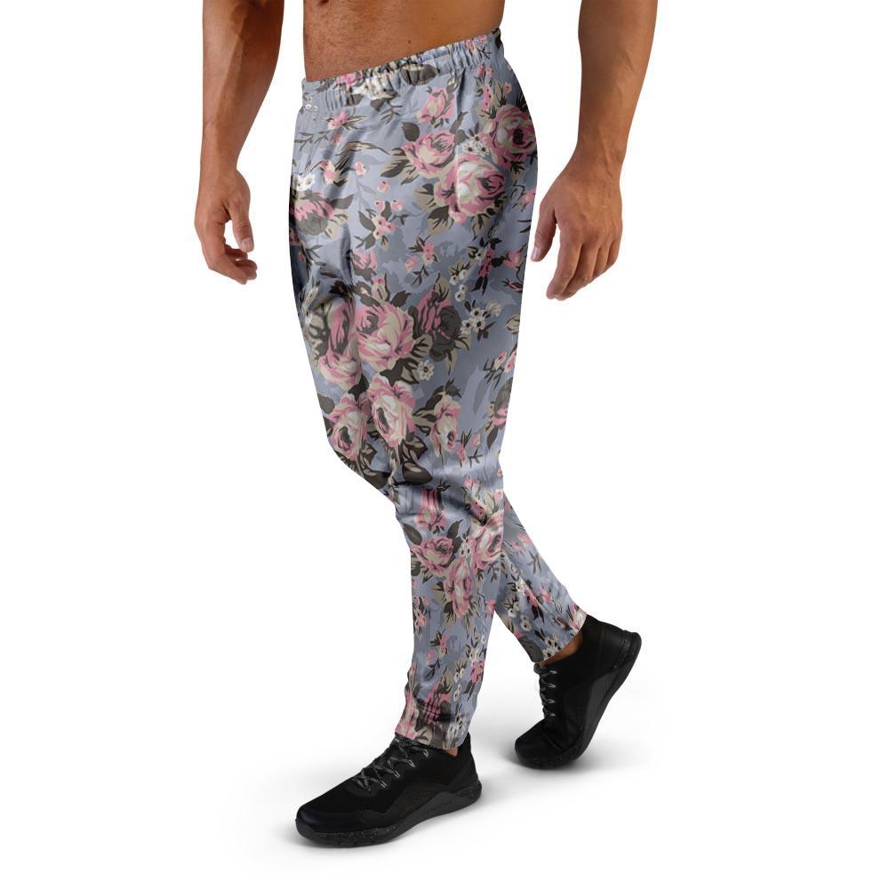Vintage Pink Rose Flower Print Men's Joggers-grizzshop