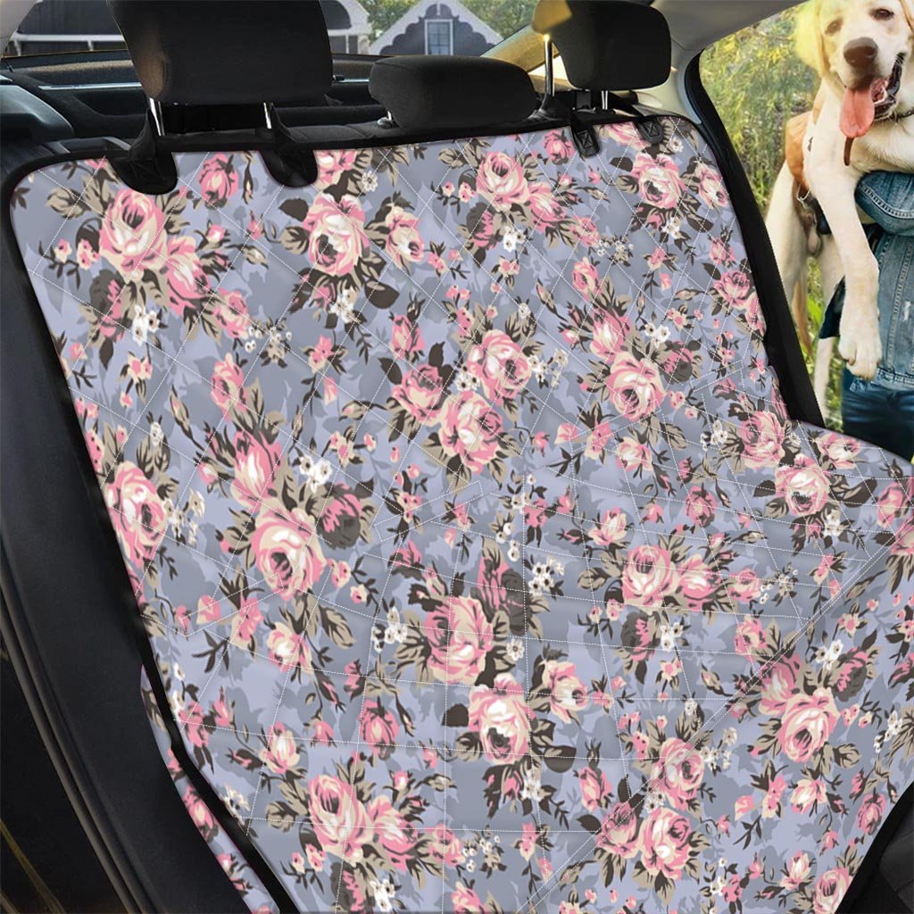 Vintage Pink Rose Flower Print Pet Car Seat Cover-grizzshop