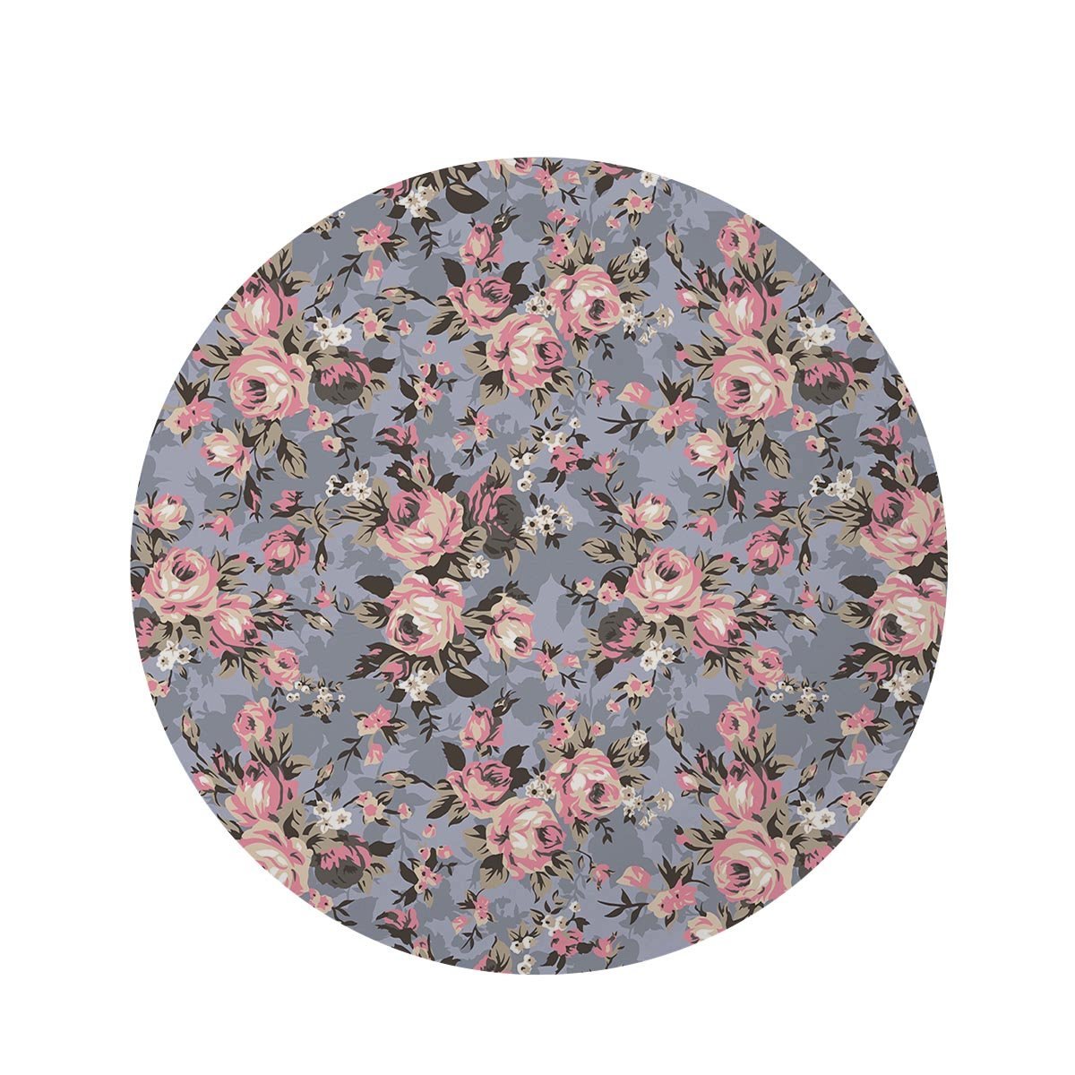 Vintage Pink Rose Flower Print Round Rug-grizzshop