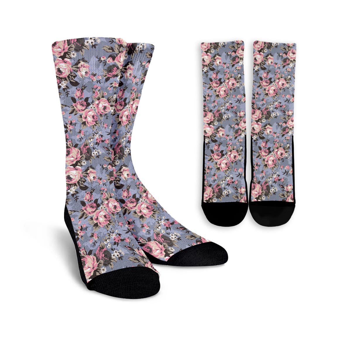 Vintage Pink Rose Flower Print Unisex Socks-grizzshop