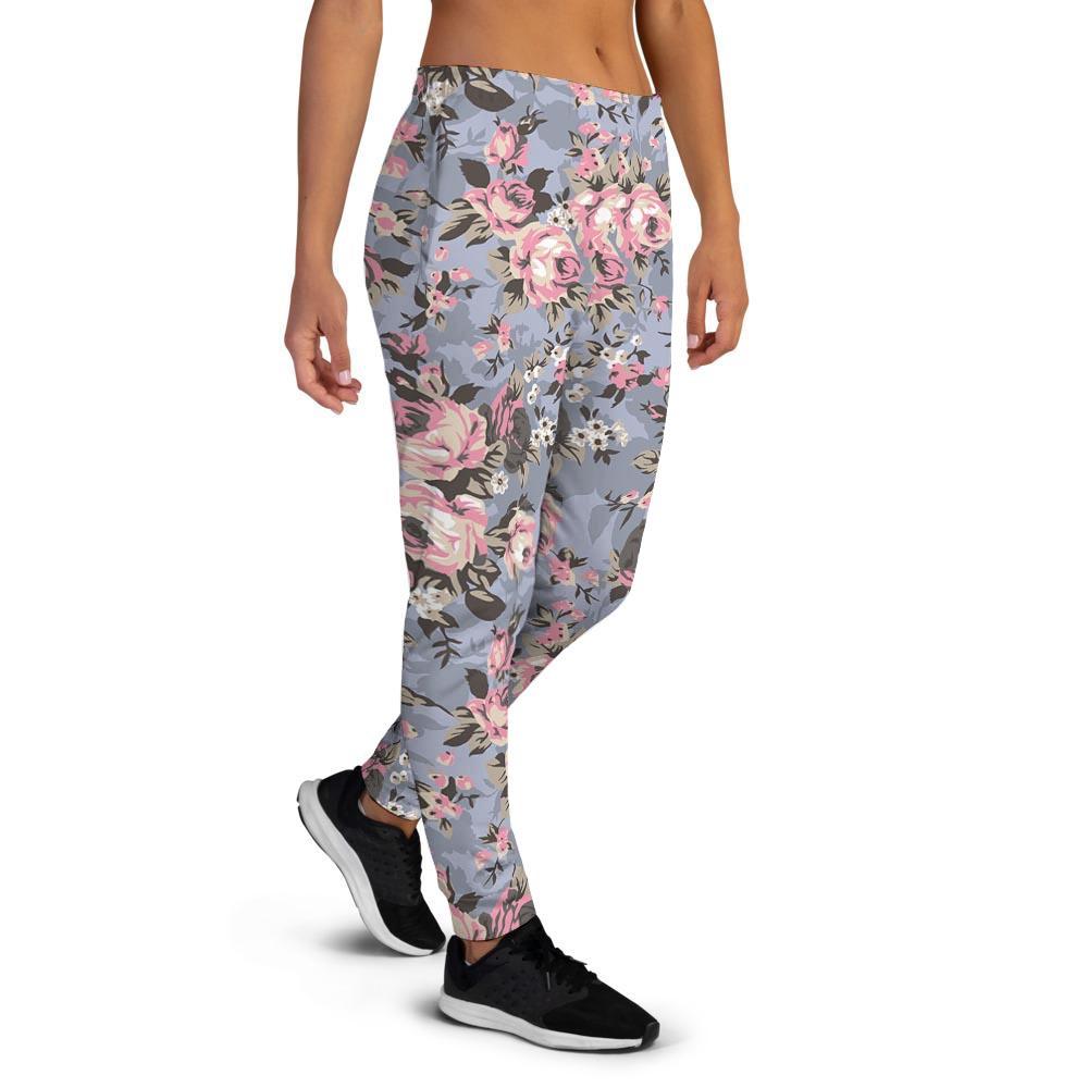 Vintage Pink Rose Flower Print Women's Joggers-grizzshop