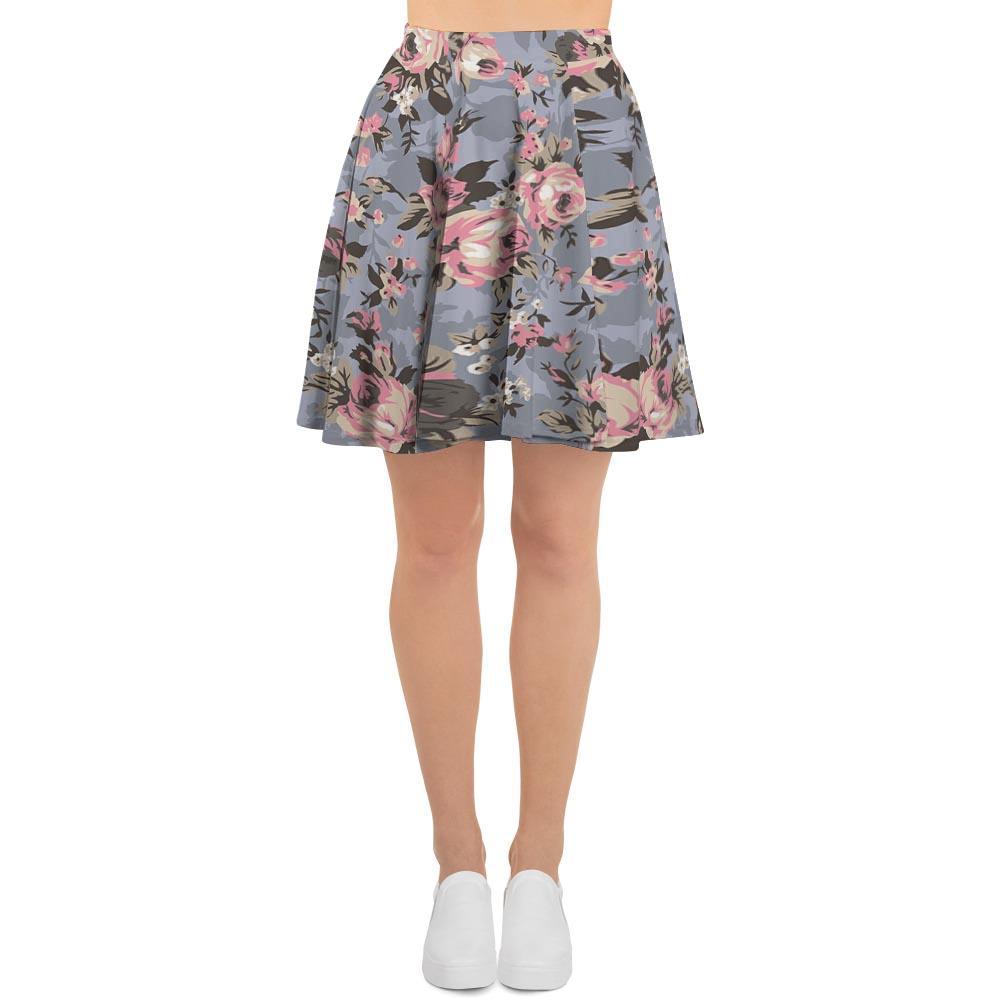 Vintage Pink Rose Flower Print Women's Skirt-grizzshop