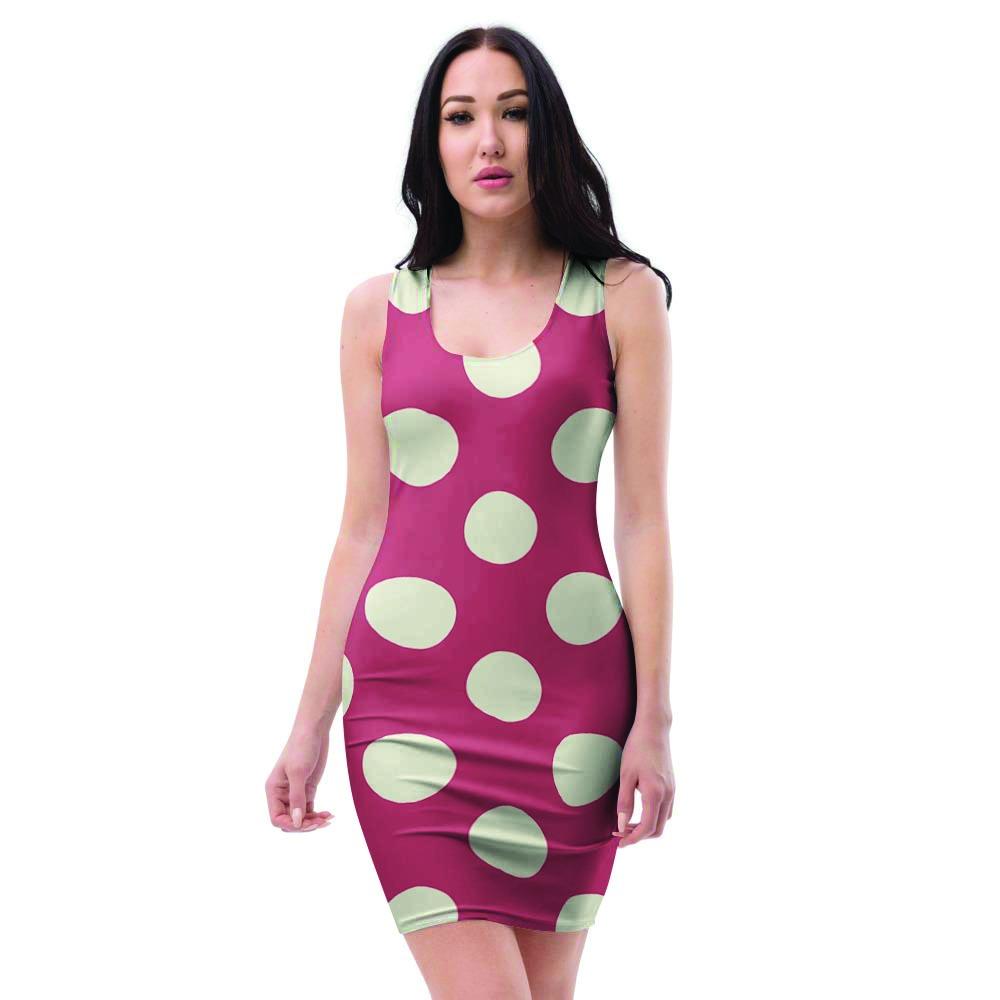Vintage Red Polka Dot Bodycon Dress-grizzshop