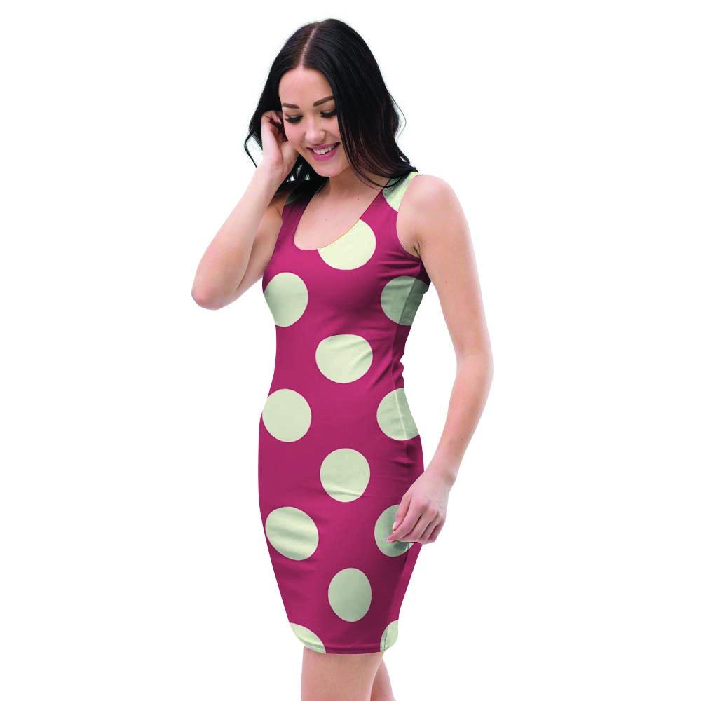 Vintage Red Polka Dot Bodycon Dress-grizzshop