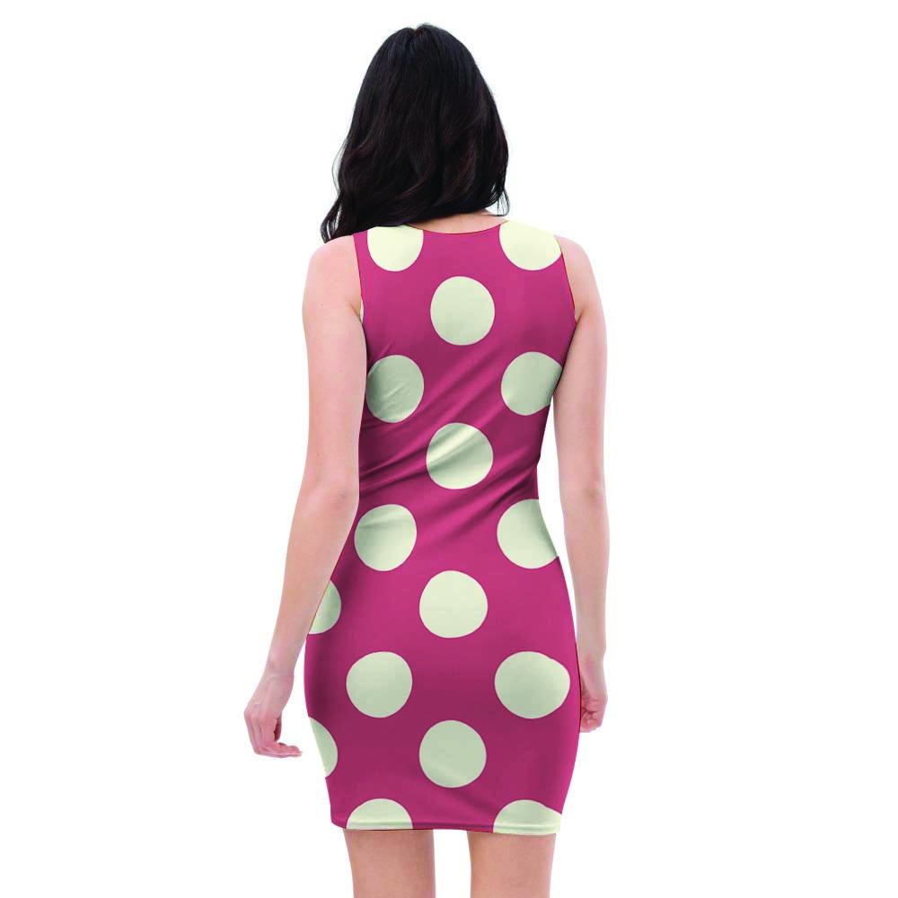 Vintage Red Polka Dot Bodycon Dress-grizzshop
