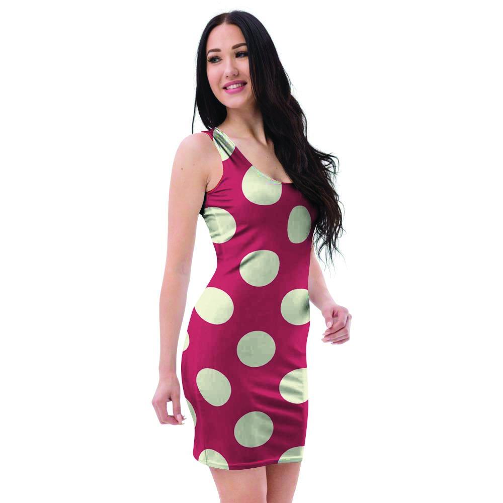 Vintage Red Polka Dot Bodycon Dress-grizzshop