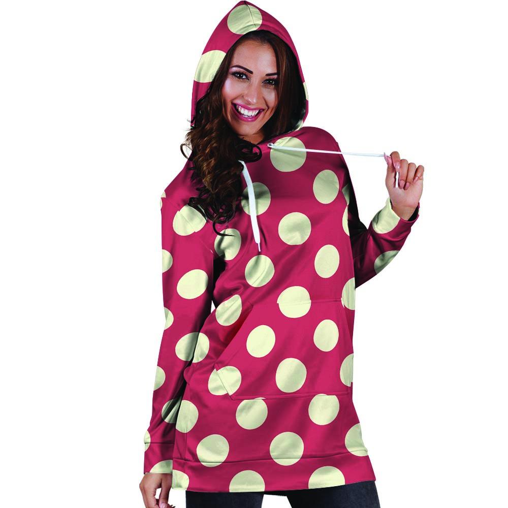 Vintage Red Polka Dot Hoodie Dress-grizzshop