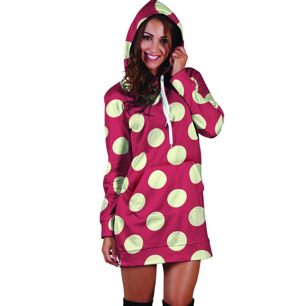Vintage Red Polka Dot Hoodie Dress-grizzshop