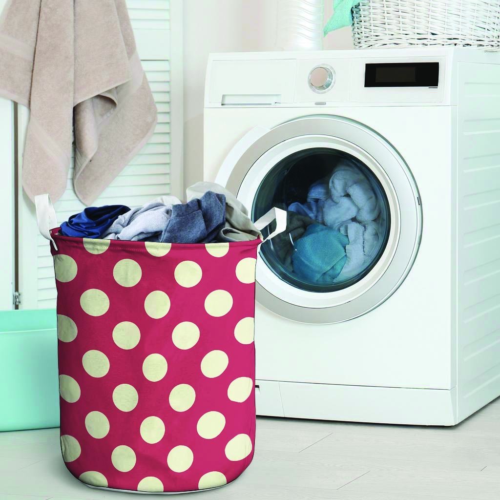 Vintage Red Polka Dot Laundry Basket-grizzshop