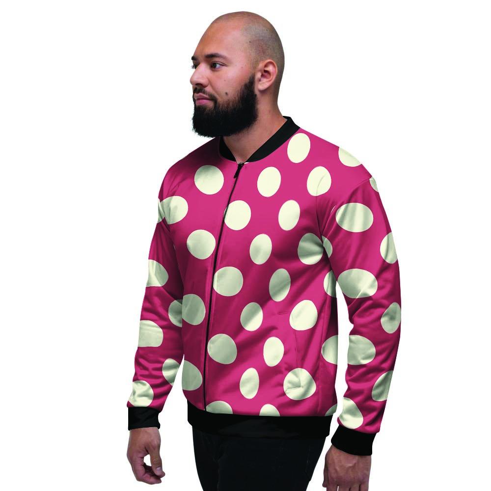 Vintage Red Polka Dot Men's Bomber Jacket-grizzshop
