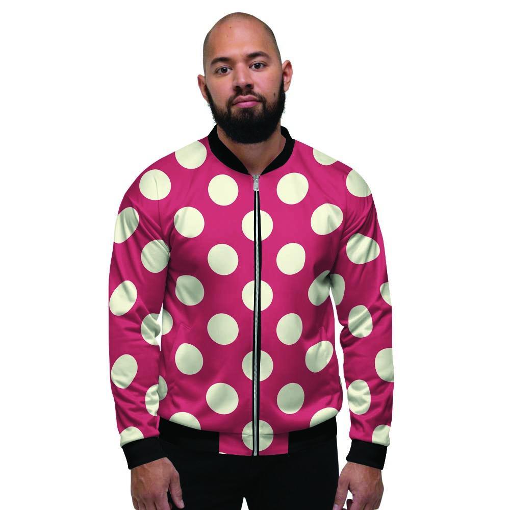 Vintage Red Polka Dot Men's Bomber Jacket-grizzshop