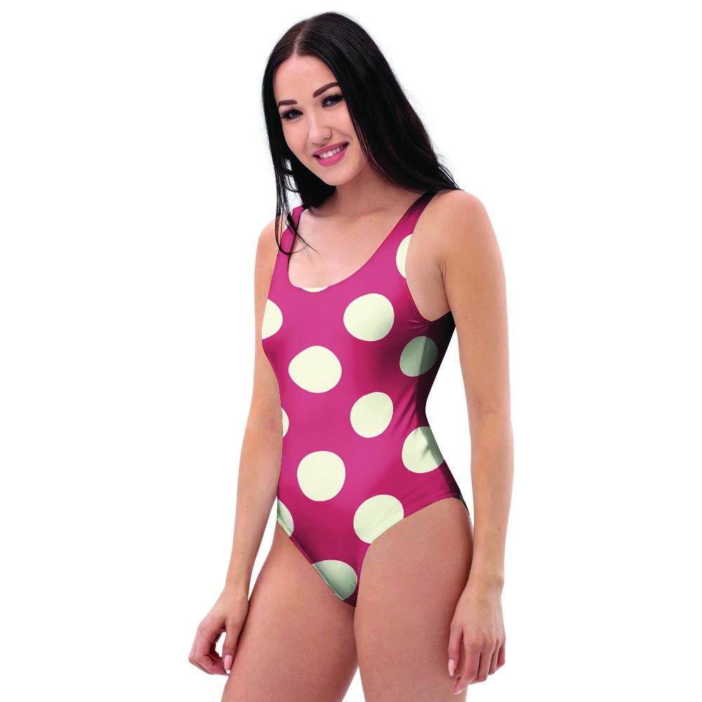 Vintage Red Polka Dot One Piece Swimsuite-grizzshop