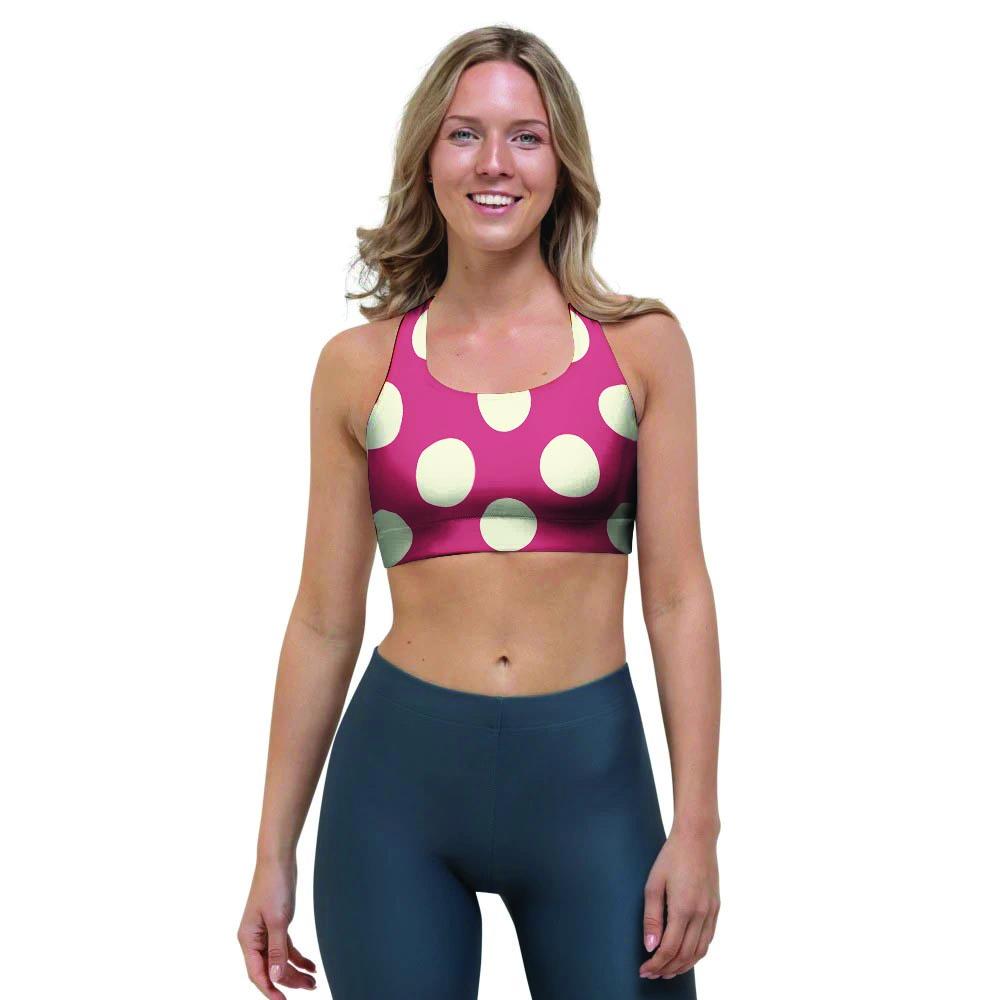 Vintage Red Polka Dot Sports Bra-grizzshop