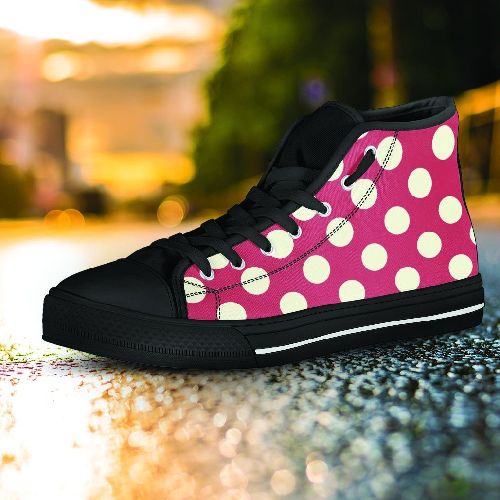 Vintage Red Polka Dot Women's High Top Shoes-grizzshop