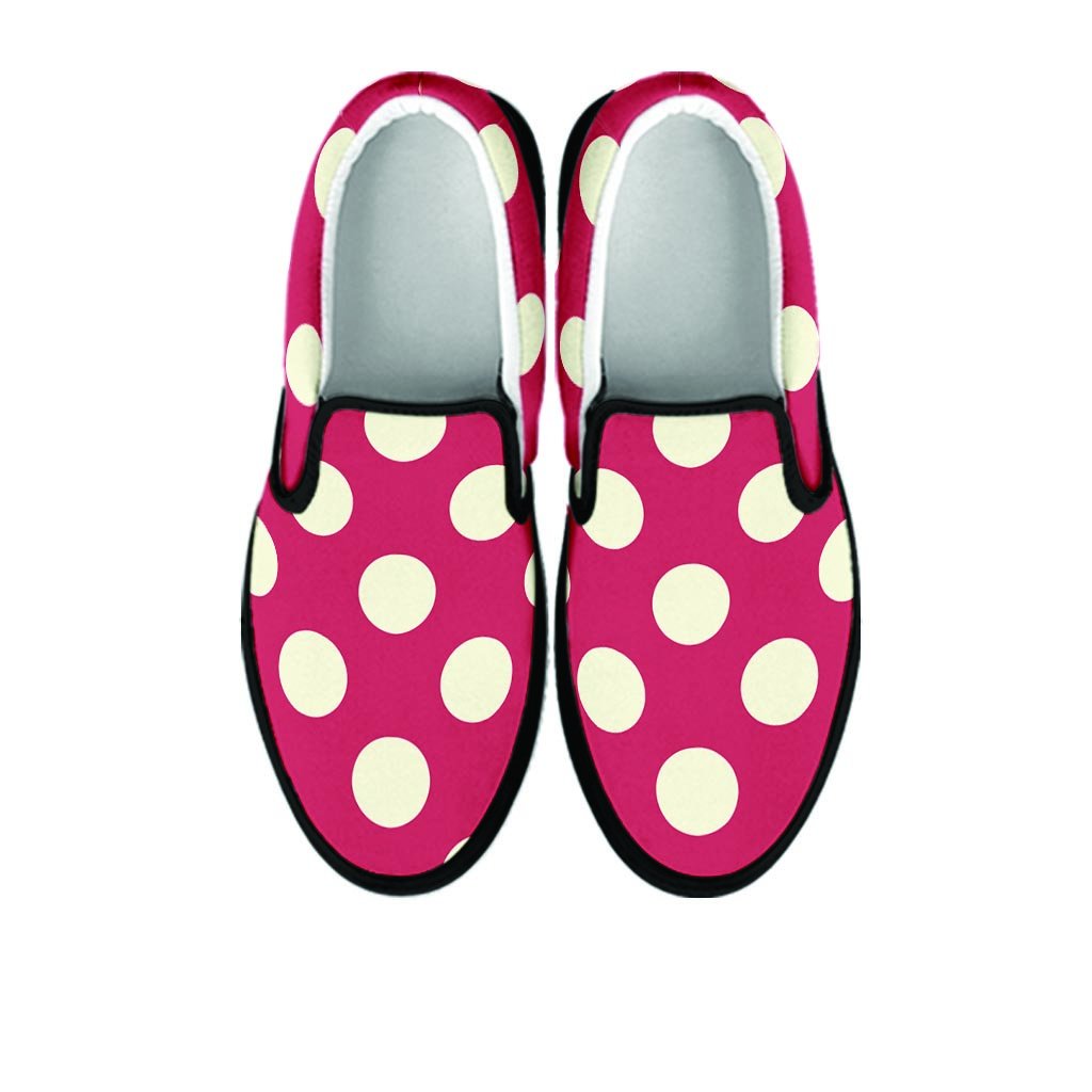 Vintage Red Polka Dot Women's Slip On Sneakers-grizzshop