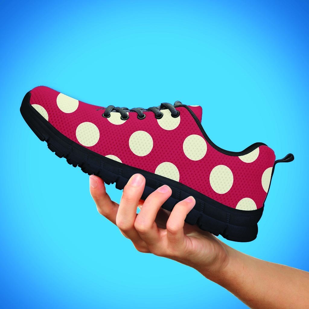Vintage Red Polka Dot Women's Sneakers-grizzshop