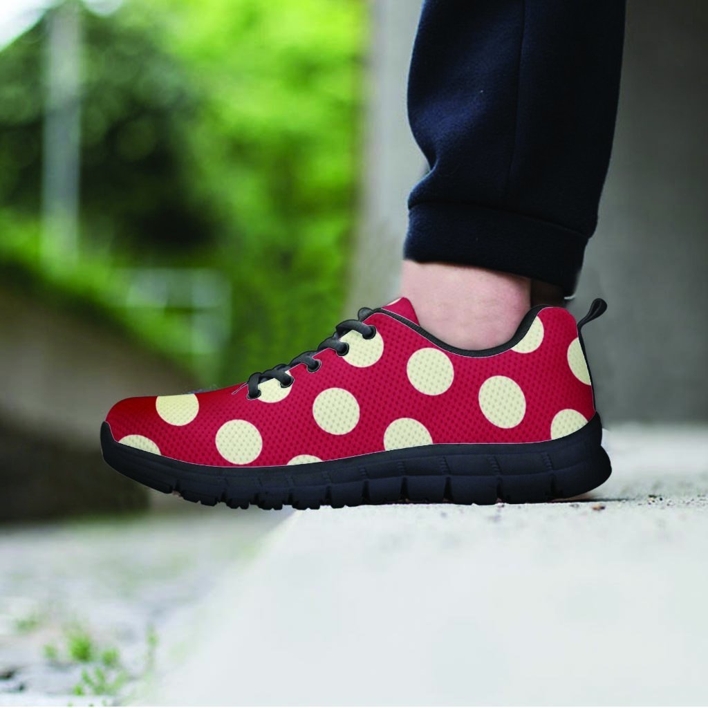 Vintage Red Polka Dot Women's Sneakers-grizzshop