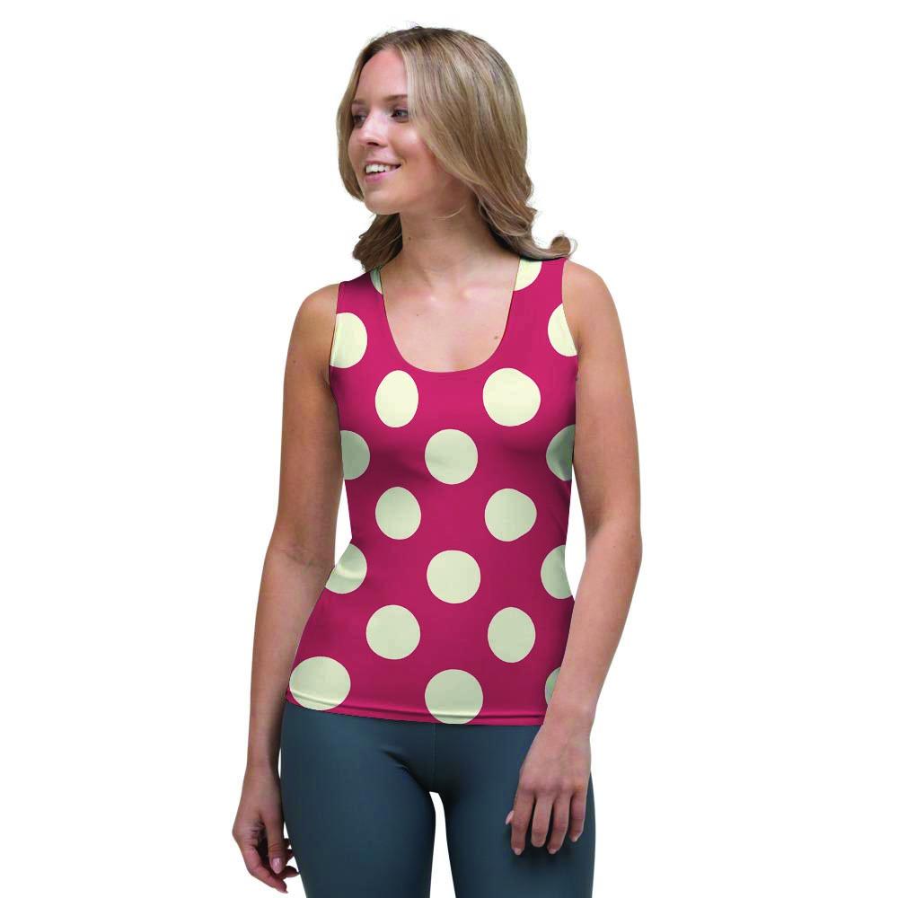 Vintage Red Polka Dot Women's Tank Top-grizzshop