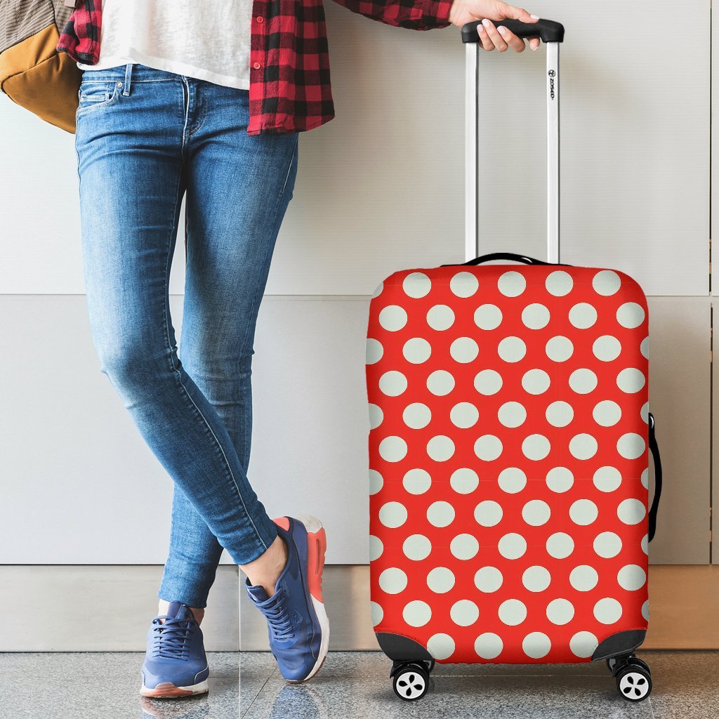 Vintage Red White Polka Dot Pattern Print Luggage Cover Protector-grizzshop