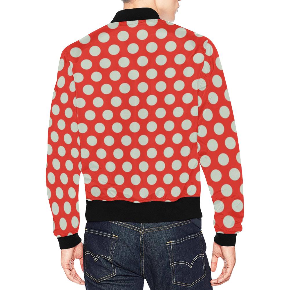 Vintage Red White Polka Dot Pattern Print Men's Bomber Jacket-grizzshop