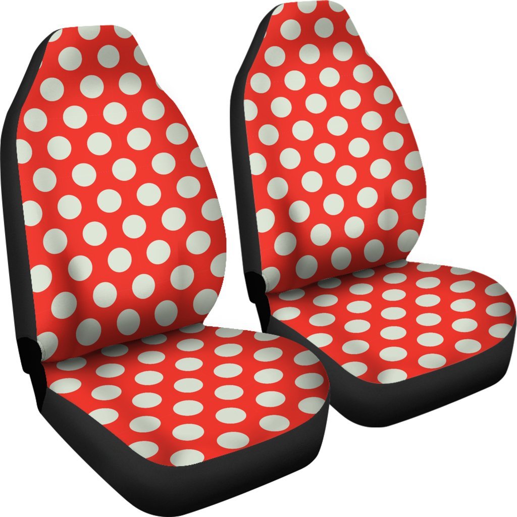 Vintage Red White Polka Dot Universal Fit Car Seat Cover-grizzshop