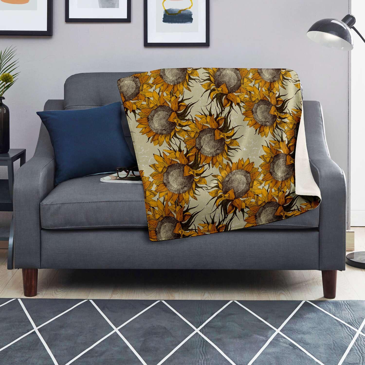 Vintage Sunflower Blanket-grizzshop