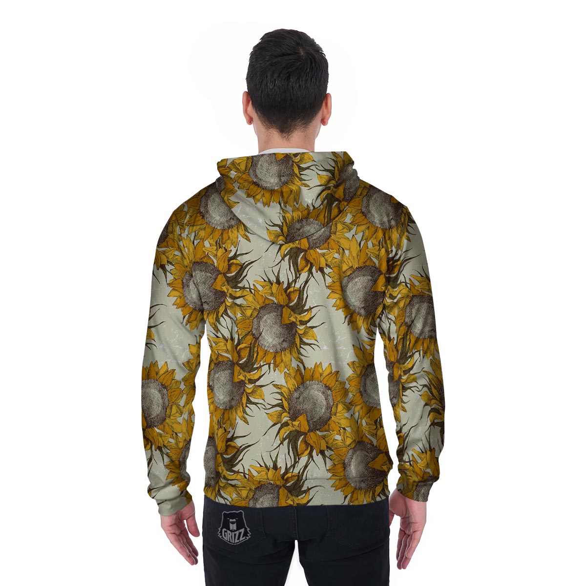 Vintage Sunflower Men's Zip Up Hoodie-grizzshop