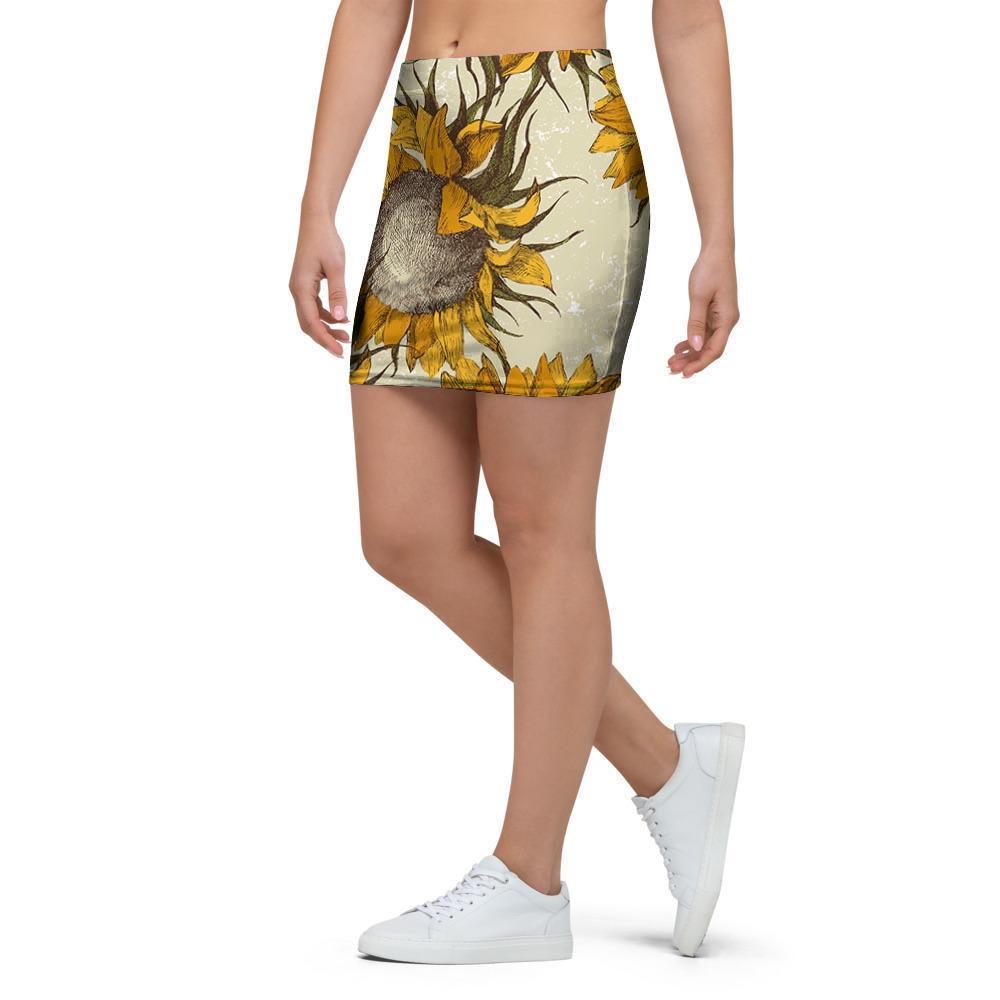Vintage Sunflower Mini Skirt-grizzshop