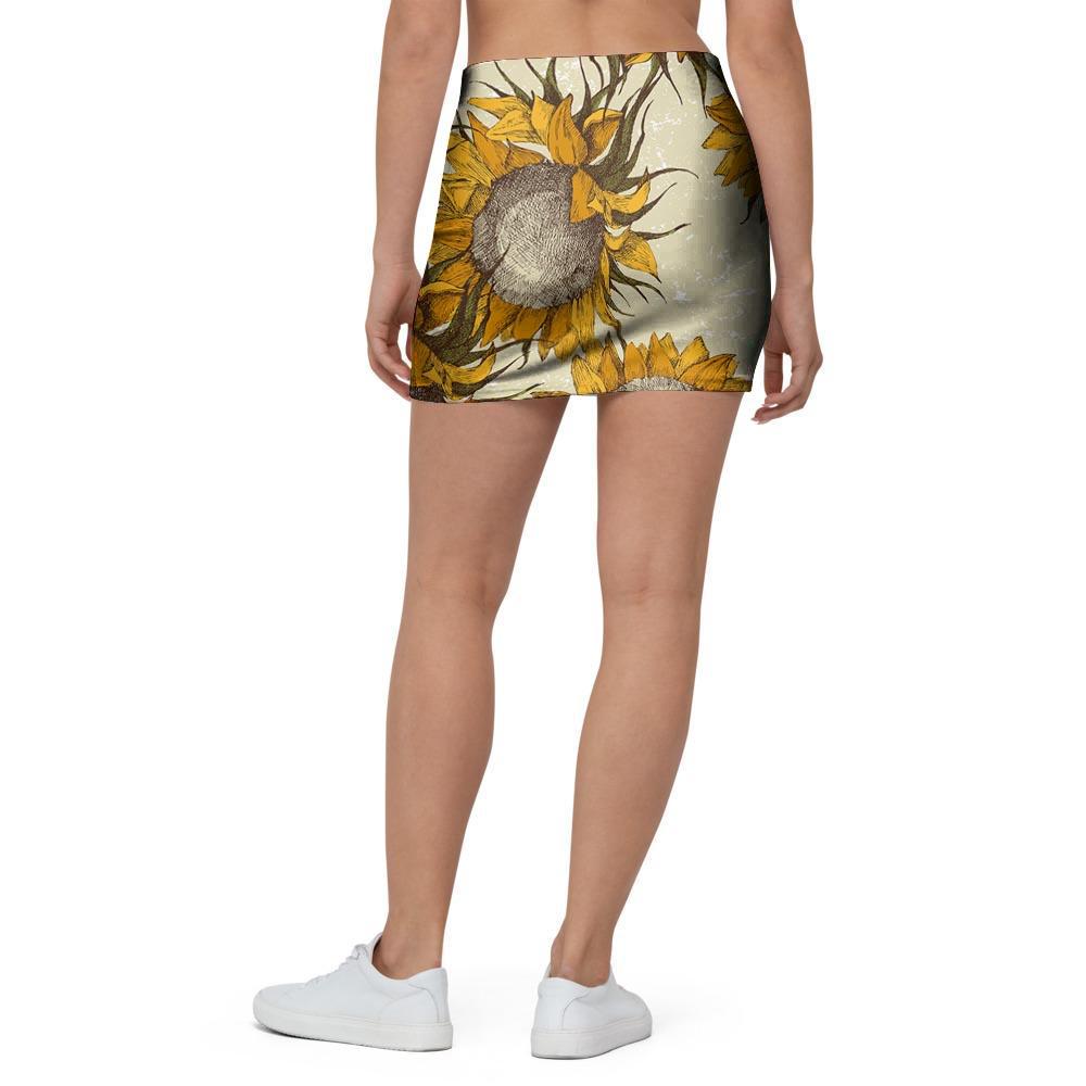 Vintage Sunflower Mini Skirt-grizzshop