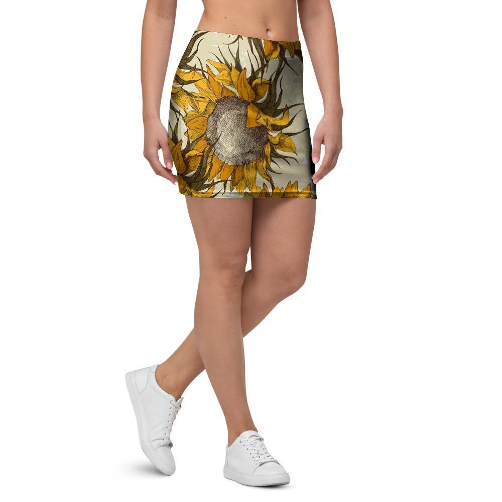 Vintage Sunflower Mini Skirt-grizzshop