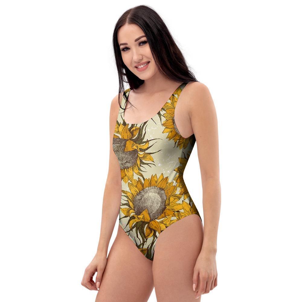 Vintage Sunflower One Piece Swimsuite-grizzshop