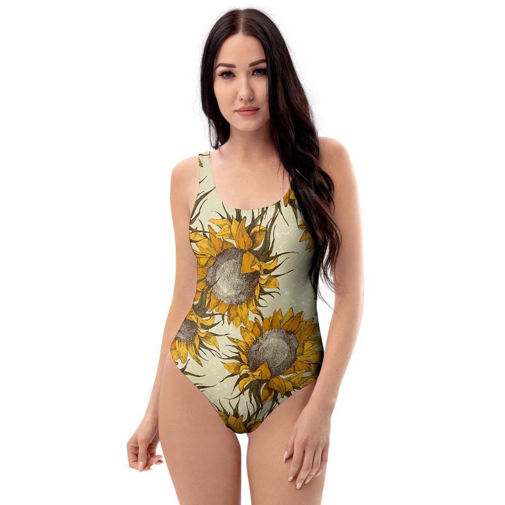 Vintage Sunflower One Piece Swimsuite-grizzshop