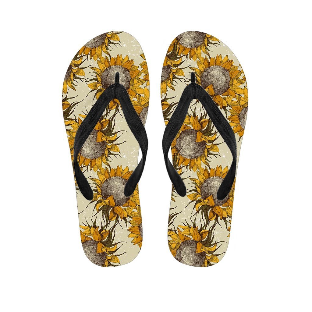 Vintage Sunflower Women's Flip Flops-grizzshop
