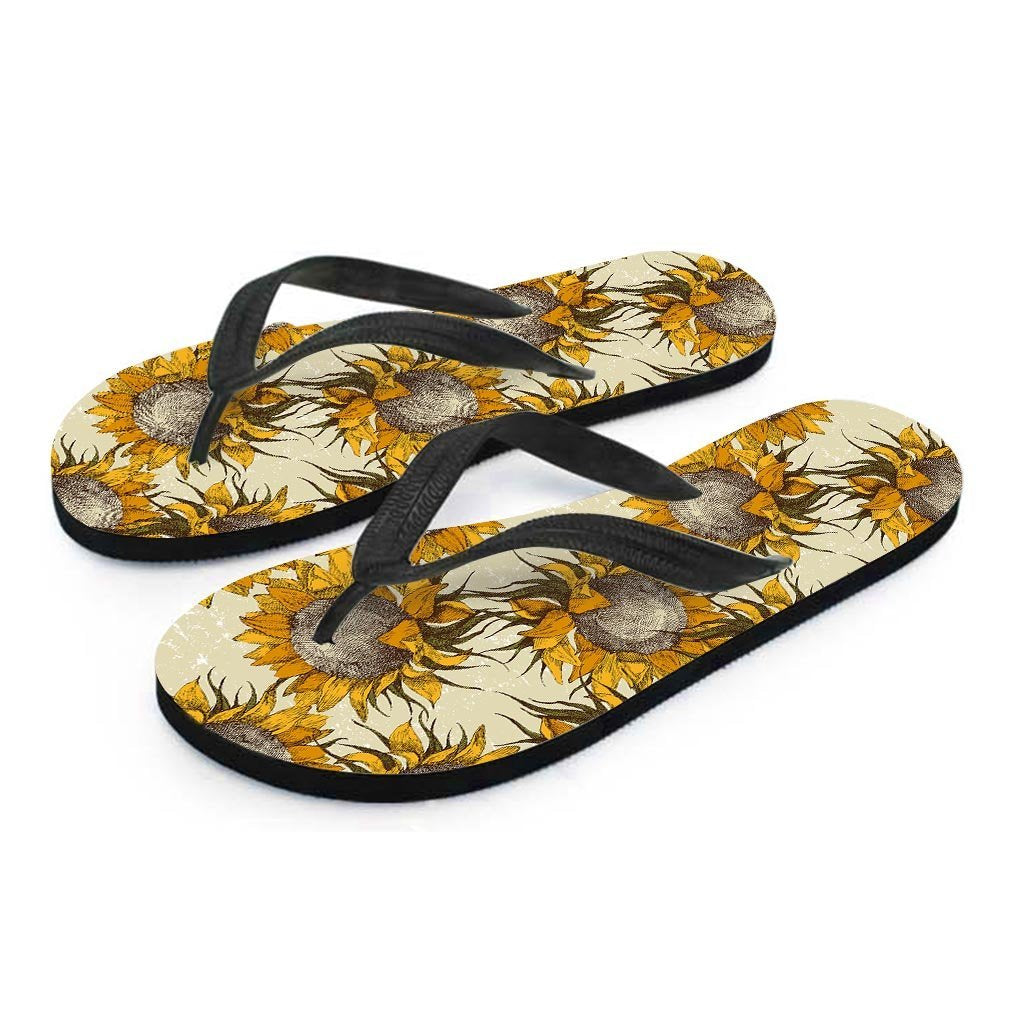 Vintage Sunflower Women's Flip Flops-grizzshop