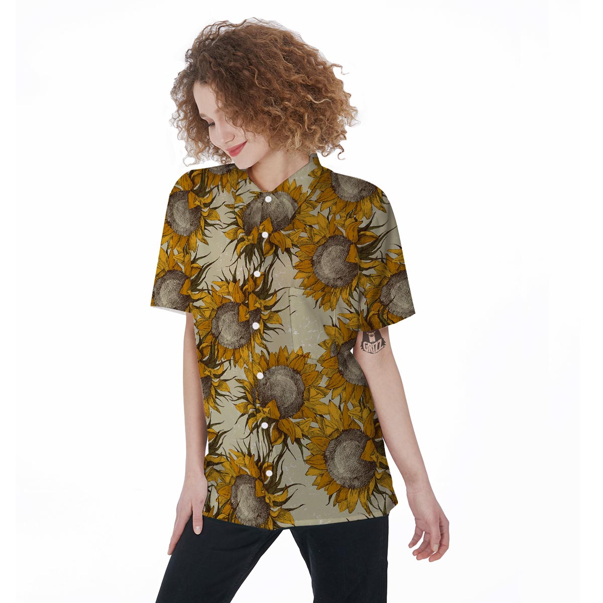 Vintage Sunflower Women's Short Sleeve Shirts-grizzshop