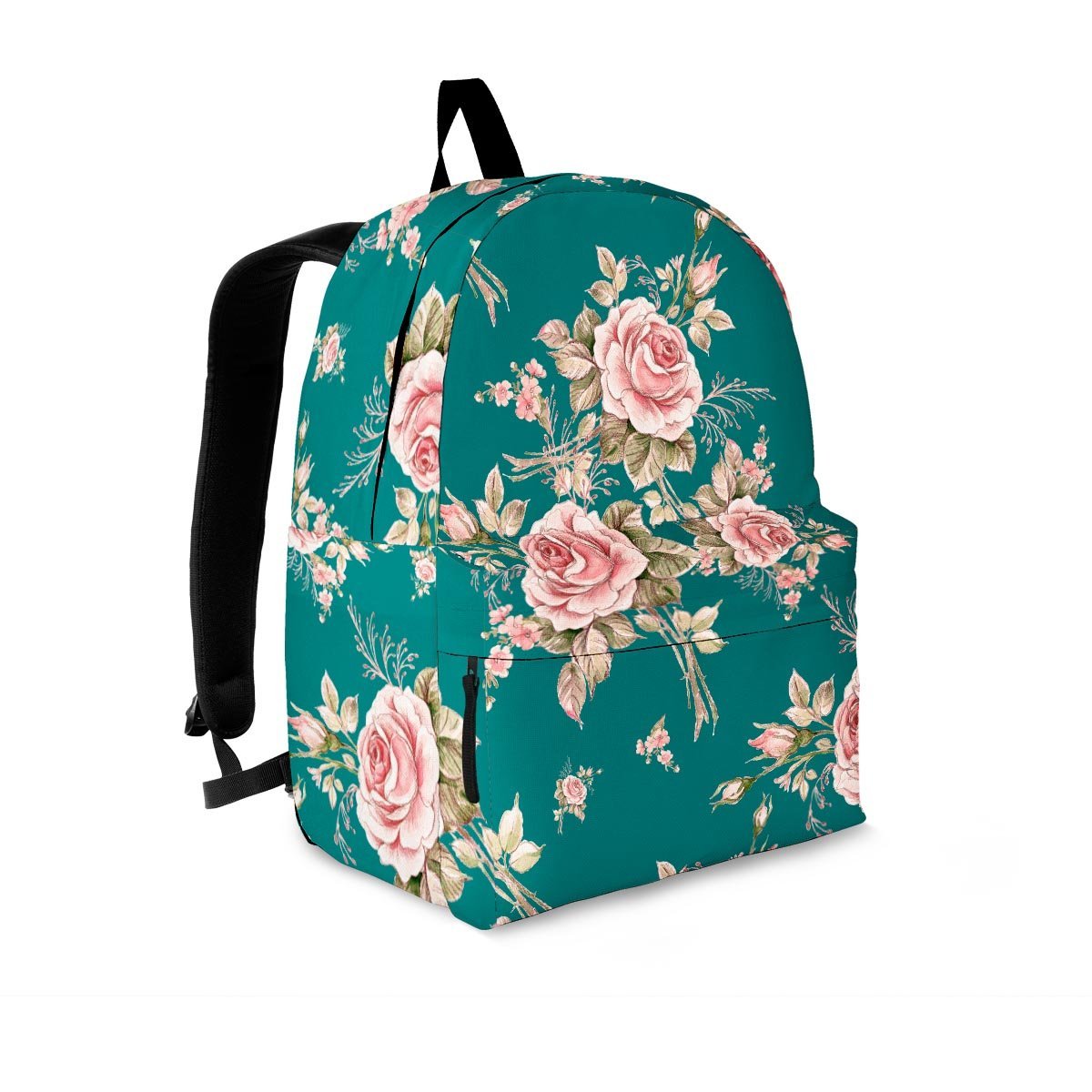 Vintage Watercolor Pink Rose Flower Print Backpack-grizzshop