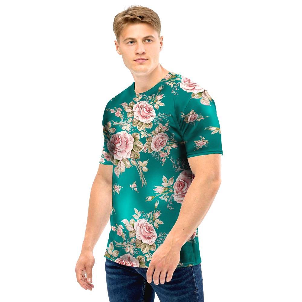Vintage Watercolor Pink Rose Flower Print Men T Shirt-grizzshop