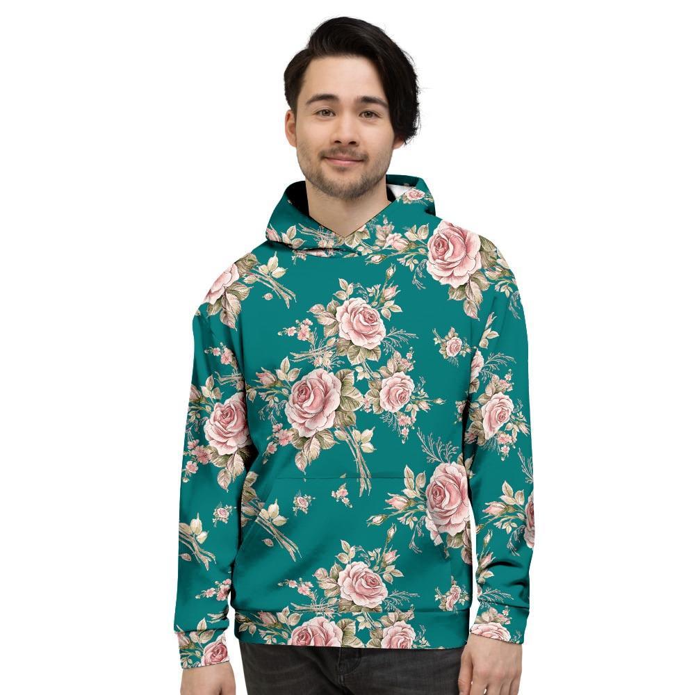 Vintage Watercolor Pink Rose Flower Print Men's Hoodie-grizzshop