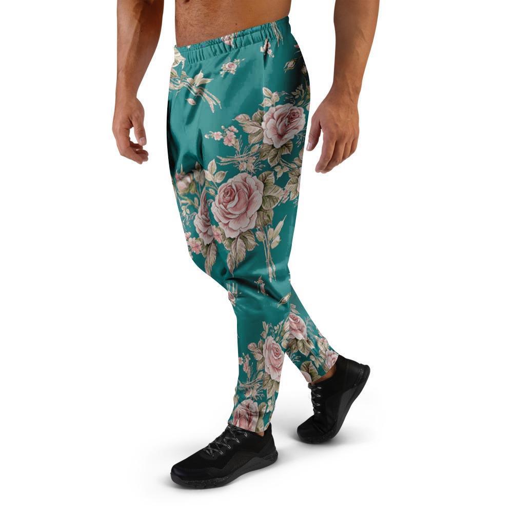 Vintage Watercolor Pink Rose Flower Print Men's Joggers-grizzshop